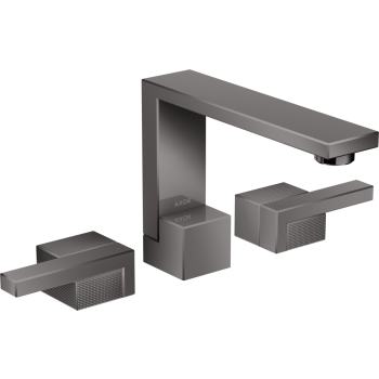 - AXOR Edge 3-otworowa bateria umywalkowa 130 z kompletem odpływowym Push-Open, szlif diamentowy czarny chrom polerowany 46051330 - 46051330 - Łazienki Szydłowski