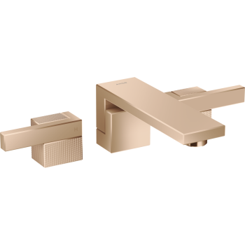 - AXOR Edge 3-otworowa bateria umywalkowa z wylewką 19 cm i kompletem odpływowym Push-Open, ścienna, podtynkowa, szlif diamentowy czerwone złoto polerowane 46061300 - 46061300 - Łazienki Szydłowski