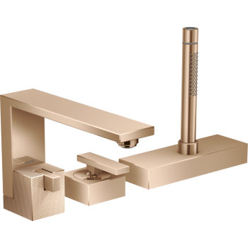 - AXOR Edge 3-otworowa jednouchwytowa bateria na brzeg wanny, sBox, szlif diamentowy czerwone złoto polerowane 46431300 - 46431300 - Łazienki Szydłowski