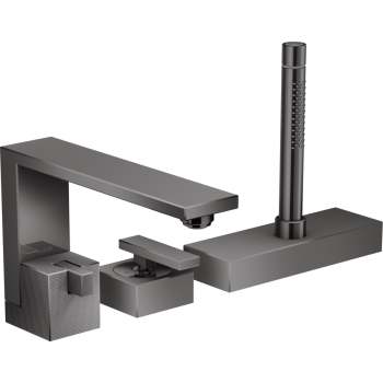 - AXOR Edge 3-otworowa jednouchwytowa bateria na brzeg wanny, sBox, szlif diamentowy czarny chrom polerowany 46431330 - 46431330 - Łazienki Szydłowski