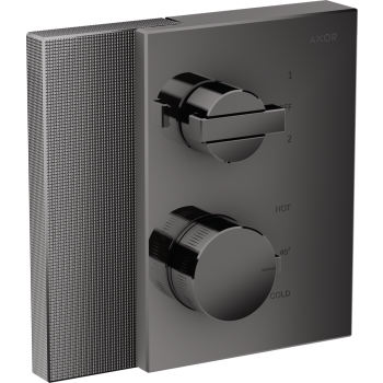 - AXOR Edge Bateria termostatyczna z zaworem odcinająco-przełączającym do 2 odbiorników, czarny chrom polerowany 46761330 - 46761330 U - Łazienki Szydłowski