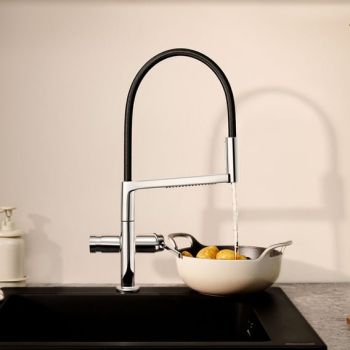 - HANSGROHE Talis Select M54 PowderSpray bateria kuchenna chrom / czarny 72861000 - 72861000 - Łazienki Szydłowski