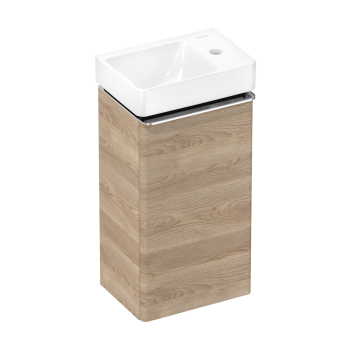  - HANSGROHE Xelu Q Zestaw mała umywalka wisząca z półką po prawej stronie z szafką z drzwiami prawymi 34 x 24,5cm, naturalny dąb 54367000 - 54367000 - Łazienki Szydłowski