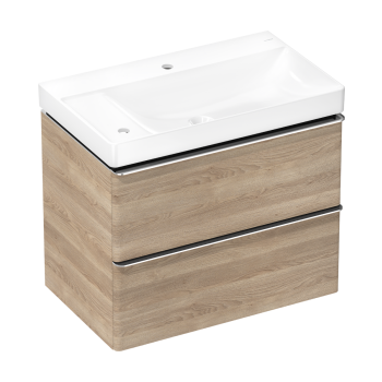  - HANSGROHE Xelu Q Zestaw umywalka wisząca z półką po lewej stronie z szafką z 2 szufladami 78 x 47,5cm naturalny dąb 54379000 - 54379000 - Łazienki Szydłowski