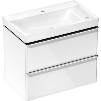  - HANSGROHE Xelu Q Zestaw umywalka wisząca z półką po prawej stronie z szafką z 2 szufladami 78 x 47,5cm biały wysoki połysk 54380000 - 54380000 - Łazienki Szydłowski