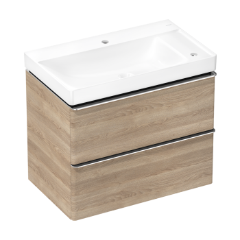- HANSGROHE Xelu Q Zestaw umywalka wisząca z półką po prawej stronie z szafką z 2 szufladami 78 x 47,5cm naturalny dąb 54382000 - 54382000 - Łazienki Szydłowski