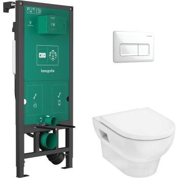 - HANSGROHE GladeLake S Zestaw stelaż iFrame i z miską wiszącą WC GladeLake z deską WC biały 60301450 - 60301450 - Łazienki Szydłowski