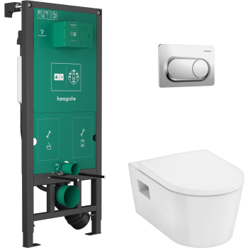- HANSGROHE EluPura Original S Zestaw podtynkowy z przyciskiem spłukującym i miską wiszącą WC EluPura Original S z deską 60302000 - 60302000 - Łazienki Szydłowski