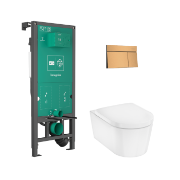 - HANSGROHE EluPura S Zestaw stelaż podtynkowy z przyciskiem spłukującym i miską wiszącą WC EluPura S z deską WC 60303140 - 60303140 - Łazienki Szydłowski