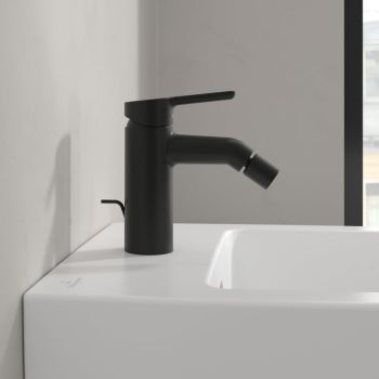 - Villeroy & Boch Skyla bateria bidetowa z zestawem odpływowym z cięgnem czarny mat TVB116001000K5 - TVB116001000K5 - Łazienki Szydłowski