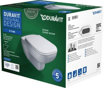 - DURAVIT D-Code Zestaw WC miską wiszącą 35,5 x 54,5 cm Rimless z deską biały połysk 45700900A1 - 45700900A1 - Łazienki Szydłowski