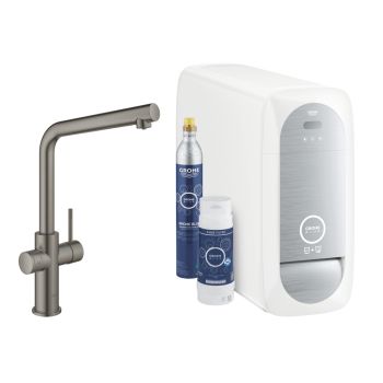 - GROHE-Blue Home bateria kuchenna z funkcją filtra bez wyciaganej wylewki brushed hard graphite 31454AL1 - 31454AL1 - Łazienki Szydłowski