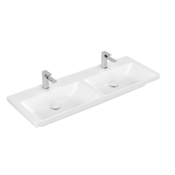 - VILLEROY&BOCH SUBWAY 3.0 Umywalka podwójna 130 x 47 cm bez przelewu biała 4A71D101 - 4A71D101 - Łazienki Szydłowski
