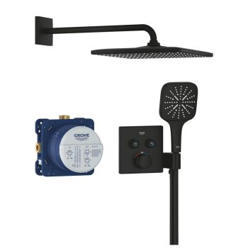 - GROHE- Grohtherm SmartControl zestaw prysznicowy z deszczownicą Rainshower Mono 310 Cube phantom black 34865KF0 - 34865KF0 - Łazienki Szydłowski