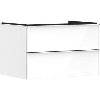  - HANSGROHE Xelu Q Szafka podumywalkowa 78 x 57 cm wysoki połysk biały z 2 szufladami do konsoli z komorą biały wysoki połysk / chrom 54074000 - 54074000 - Łazienki Szydłowski