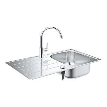 - GROHE-Bau Zlewozmywak 86x56 cm stal szlachetna z baterią kuchenną w kolorze chrom 31562SD1 - 31562SD1 - Łazienki Szydłowski