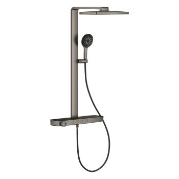 - GROHE-AQUA Rainshower Pure System prysznicowy z termostatem do montażu ściennego kolor szczotkowany grafit 100961AL00 - 100961AL00 - Łazienki Szydłowski