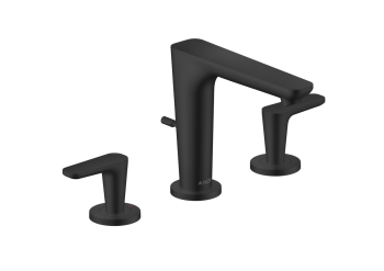 - AXOR Citterio C 3-otworowa bateria umywalkowa 125 z kompletem odpływowym z cięgłem, szlif kwadratowy czarny mat 49061670 - 49061670 - Łazienki Szydłowski