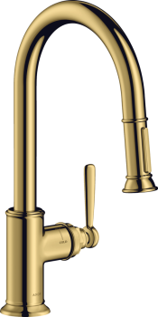 - AXOR Montreux bateria kuchenna 180 z wyciąganą wylewką złoty optyczny polerowany 16581990 - 16581990 - Łazienki Szydłowski