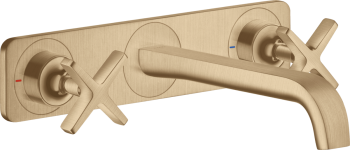 - AXOR Citterio E 3-otworowa bateria umywalkowa z płytką i wylewką 22 cm, ścienna, podtynkowa brąz szczotkowany 36115140 - 36115140 - Łazienki Szydłowski