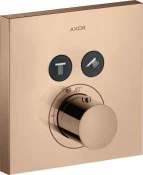 - AXOR ShowerSolutions Bateria termostatyczna do 2 odbiorników, kwadratowy, podtynkowa czerwony złoty polerowany 36715300 - 36715300 - Łazienki Szydłowski