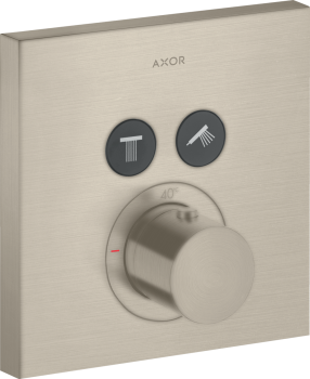 - AXOR ShowerSolutions Bateria termostatyczna do 2 odbiorników, kwadratowy, podtynkowa nikiel szczotkowany 36715820 - 36715820 - Łazienki Szydłowski