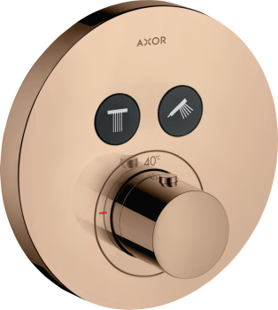 - AXOR ShowerSolutions Bateria termostatyczna do 2 odbiorników, okrągła, podtynkowa czerwony złoty polerowany 36723300 - 36723300 - Łazienki Szydłowski