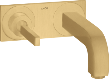  - AXOR Citterio bateria umywalkowa z uchwytem Pin, wylewką 22 cm i płytką, ścienna, podtynkowa złoty optyczny szczotkowany 39115250 - 39115250 - Łazienki Szydłowski