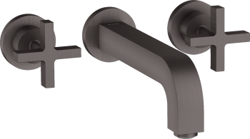  - AXOR Citterio 3-otworowa bateria umywalkowa z uchwytami krzyżowymi, rozetami i wylewką 22,2 cm, ścienna, podtynkowa czarny chrom szczotkowany 39143340 - 39143340 - Łazienki Szydłowski