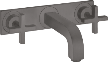  - AXOR Citterio 3-otworowa bateria umywalkowa z uchwytami krzyżowymi, płytką i wylewką 22,6 cm czarny chrom szczotkowany 39144340 - 39144340 - Łazienki Szydłowski