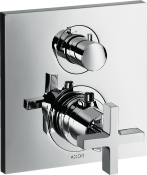 - AXOR Citterio Bateria termostatyczna z uchwytem krzyżowym i zaworem odcinającym do 1 odbiornika, podtynkowa chrom 39705000 - 39705000 - Łazienki Szydłowski