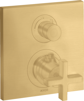  - AXOR Citterio Bateria termostatyczna z uchwytem krzyżowym i zaworem odcinającym do 1 odbiornika, podtynkowa złoty optyczny szczotkowany 39705250 - 39705250 U - Łazienki Szydłowski