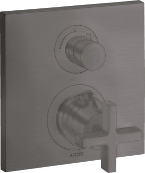  - AXOR Citterio Bateria termostatyczna z uchwytem krzyżowym i zaworem odcinającym do 1 odbiornika, podtynkowa czarny chrom szczotkowany 39705340 - 39705340 - Łazienki Szydłowski