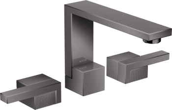 - AXOR Edge 3-otworowa bateria umywalkowa 130 z kompletem odpływowym Push-Open, szlif diamentowy czarny chrom polerowany 46051330 - 46051330 - Łazienki Szydłowski