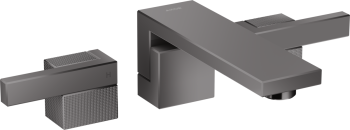  - AXOR Edge 3-otworowa bateria umywalkowa z wylewką 19 cm i kompletem odpływowym Push-Open, ścienna, podtynkowa, szlif diamentowy czarny chrom polerowany 46061330 - 46061330 - Łazienki Szydłowski