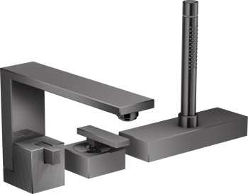 - AXOR Edge 3-otworowa jednouchwytowa bateria na brzeg wanny, sBox, szlif diamentowy czarny chrom polerowany 46431330 - 46431330 - Łazienki Szydłowski