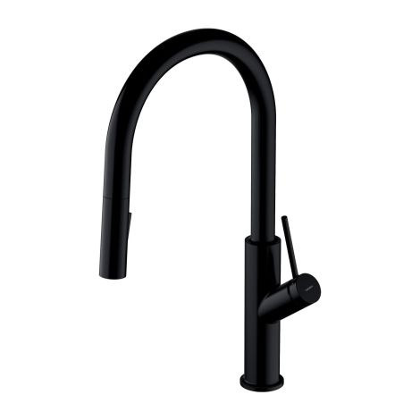 - OMNIRES BEND bateria kuchenna z wyciąganą wylewką, czarny półmat BE6455BL - BE6455BL - Łazienki Szydłowski