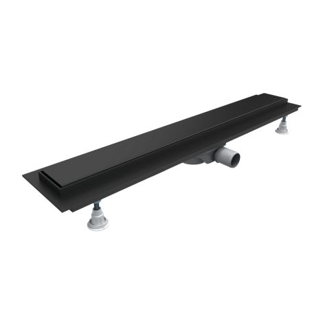 - OMNIRES LOWFIX prysznicowy odpływ liniowy z maskownicą pełną, 90 cm, czarny półmat LOWFIX90GBL - LOWFIX90GBL - Łazienki Szydłowski