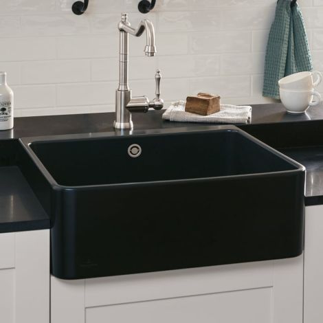 - VILLEROY&BOCH 60 X zlew ceramiczny do kuchni 59,5 x 50 cm pure black Ceramic Plus 636002R7 - 636002R7 - Łazienki Szydłowski