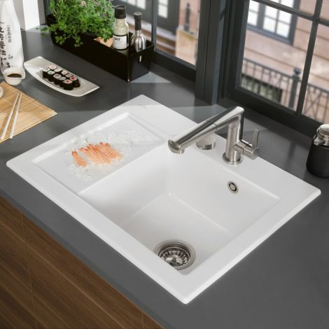  - VILLEROY&BOCH 80 X zlew ceramiczny z ociekaczem komora z lewej strony 65 x 51 cm biały  331201R1 - 331201R1 - Łazienki Szydłowski