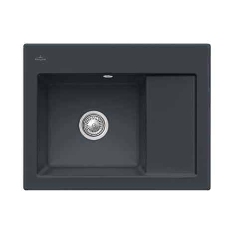  - VILLEROY&BOCH 80 X zlew ceramiczny z ociekaczem komora z lewej strony 65 x 51 cm pure black 331201R7 - 331201R7 - Łazienki Szydłowski