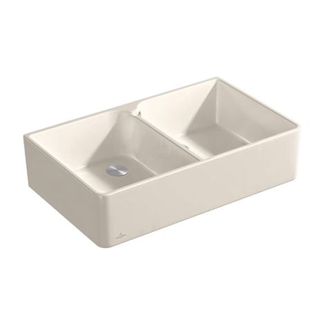  - Villeroy & Boch 90 X zlewozmywak ceramiczny 2 komorowy 90 x 55 cm kolor kremowy połysk  z Ceramic Plus  639001KR - 639001KR - Łazienki Szydłowski