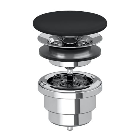  - VILLEROY&BOCH Niezamykany zawór umywalkowy z pokrywą ceramiczną w kolorze pure black 683500R7 - 683500R7 - Łazienki Szydłowski