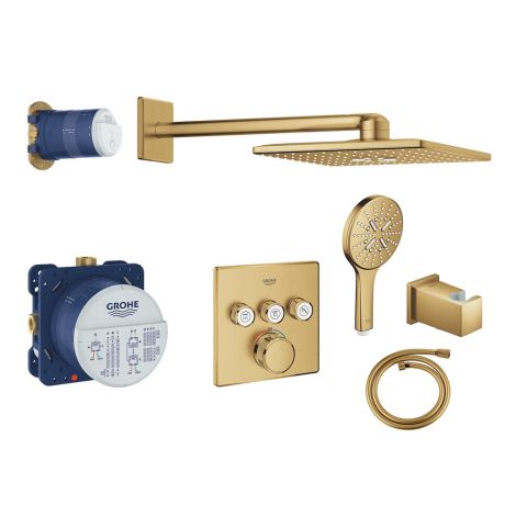 - GROHE-Grohtherm SmartControl Perfect zestaw prysznicowy z termostatem i deszczownicą kolor brushed cool sunrise 34706GN0 - 34706GN0 - Łazienki Szydłowski