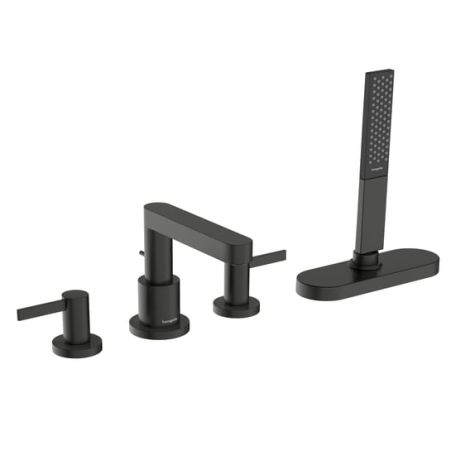 - HANSGROHE Finoris 4-otworowa bateria wannowa, na brzeg wanny czarny chrom szczotkowany 76444340 - 76444340 - Łazienki Szydłowski