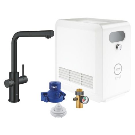 - GROHE-Blue Professional Zestaw z wyciąganą wylewką w kształcie L kolor czarny mat 31326KS2 - 31326KS2 - Łazienki Szydłowski
