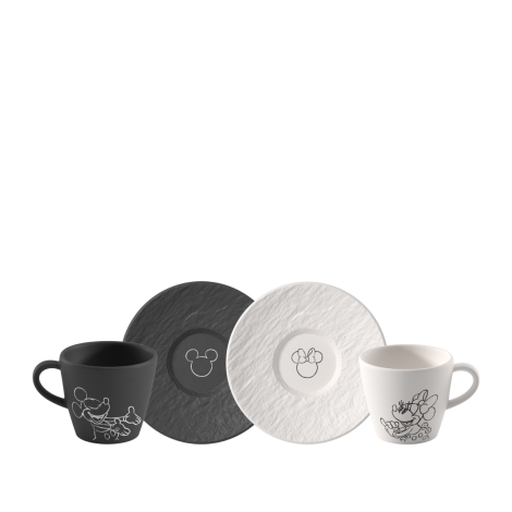  - Villeroy&Boch Manufacture Mickey Mouse Filiżanki do espresso ze spodkiem czarno-biały 1047198520 - 1047198520 - Łazienki Szydłowski