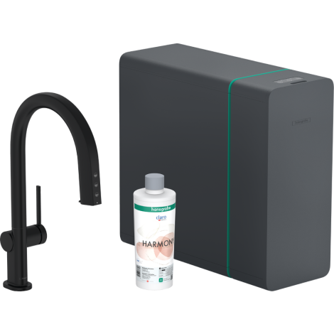 - Hansgrohe Aqittura M91 SodaSystem 210, wyciągana wylewka, 1jet, sBox lite czarny mat 76838670 - 76838670 - Łazienki Szydłowski
