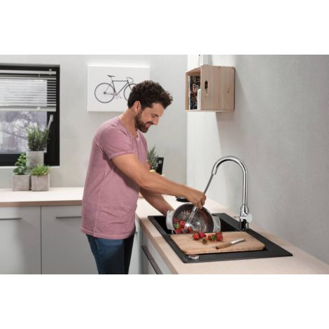  - Hansgrohe Focus M43 Jednouchwytowa bateria kuchenna 180, EcoSmart, wyciągana wylewka, 2jet chrom 71811000 - 71811000 - Łazienki Szydłowski