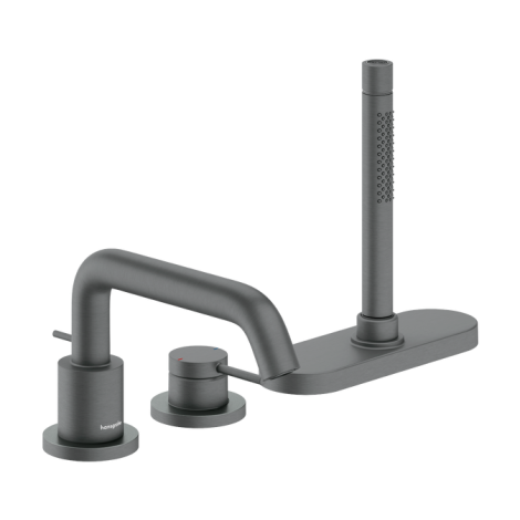  - HANSGROHE Tecturis S 3-otworowa bateria na brzeg wanny czarny chrom szczotkowany 73447340 - 73447340 - Łazienki Szydłowski